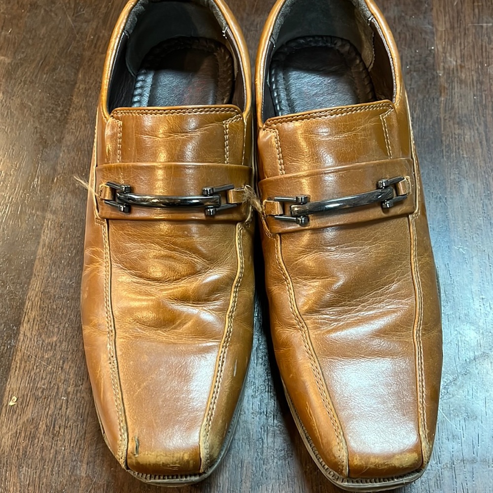 Brown slip on dress shoes